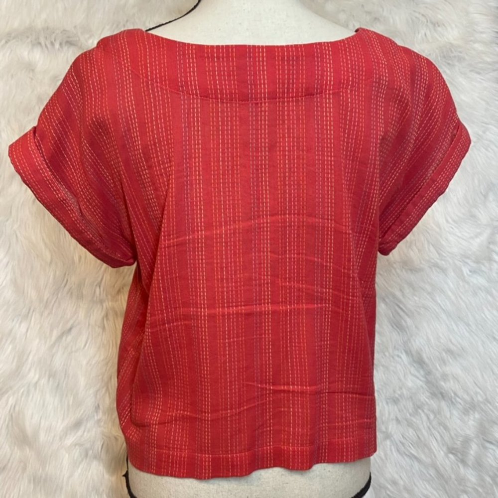 Anthropologie Mo:Vint Dani Shirt Front-Tie Button Up Blouse Small - Picture 4 of 12